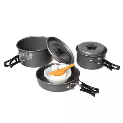 Outdoor 2-3 people picnic barbecue supplies Outdoor camping pots and pans cookware Portable combination set pot tableware set