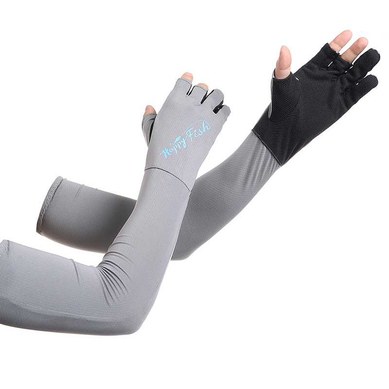 Bute outdoor ice silk sunscreen sleeve Sports cycling fishing gloves Quick-drying air perspiration non-slip sleeve finger