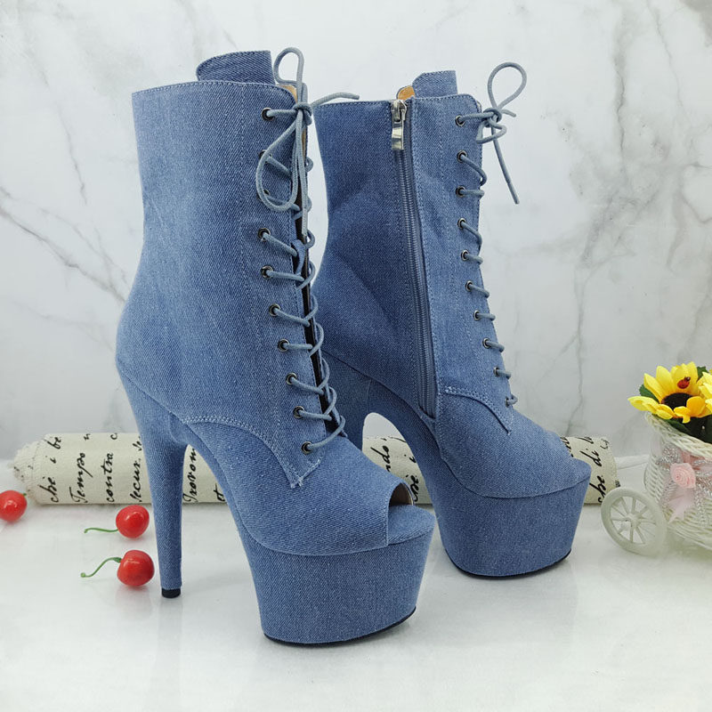 Leecabe Europe and America Sexy High heel Boots Steel Pipe Dance Sexy High Heel Dance Boots Cowboy Boulevard Walking Show Ultra High Heels 3B