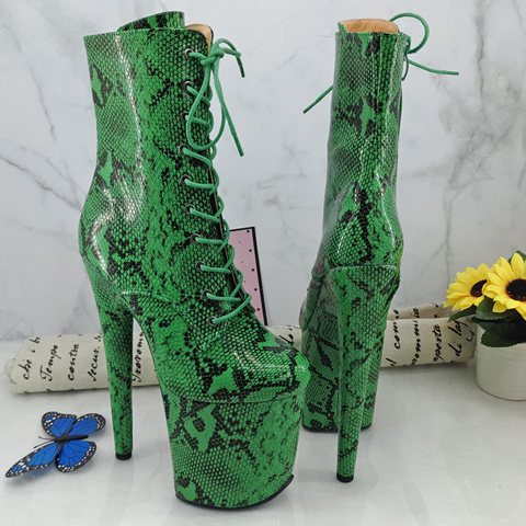 Leecabe Private Bookmaking Women's Heels Steel Tube Dancing Shoes Practice High Heel Dance Shoes Fashion Snake Print New Boots 3B