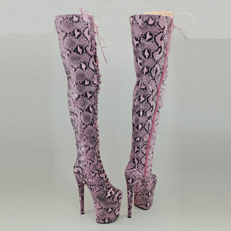 Leecabe New Fashion Over Knee High Heel Boots Fashion Steel Tube Dance High Heel Dance Boots Comfort Dancing High Heels 5B