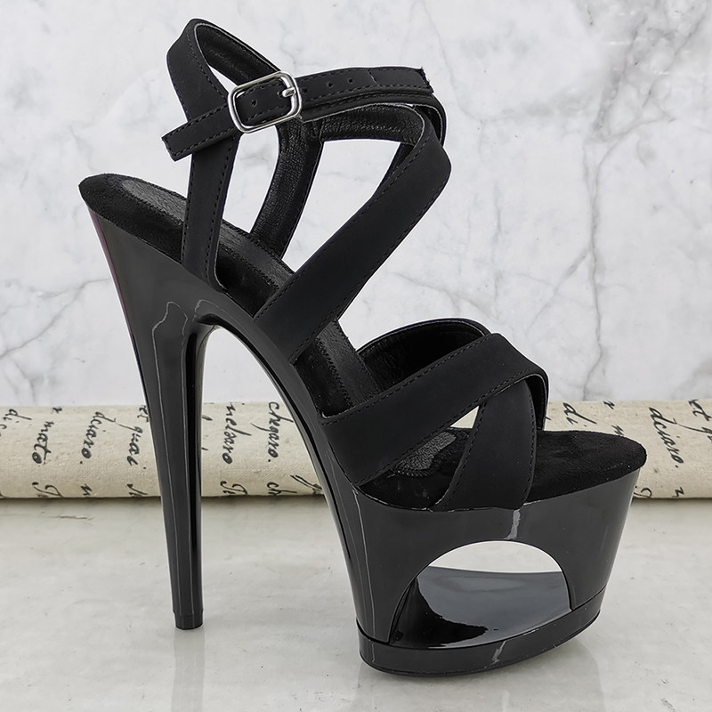 Leecabe new European and American steel tube dance High heel shoe fashion model walking show ladies sandals Spice Slim heel Shoe 1K