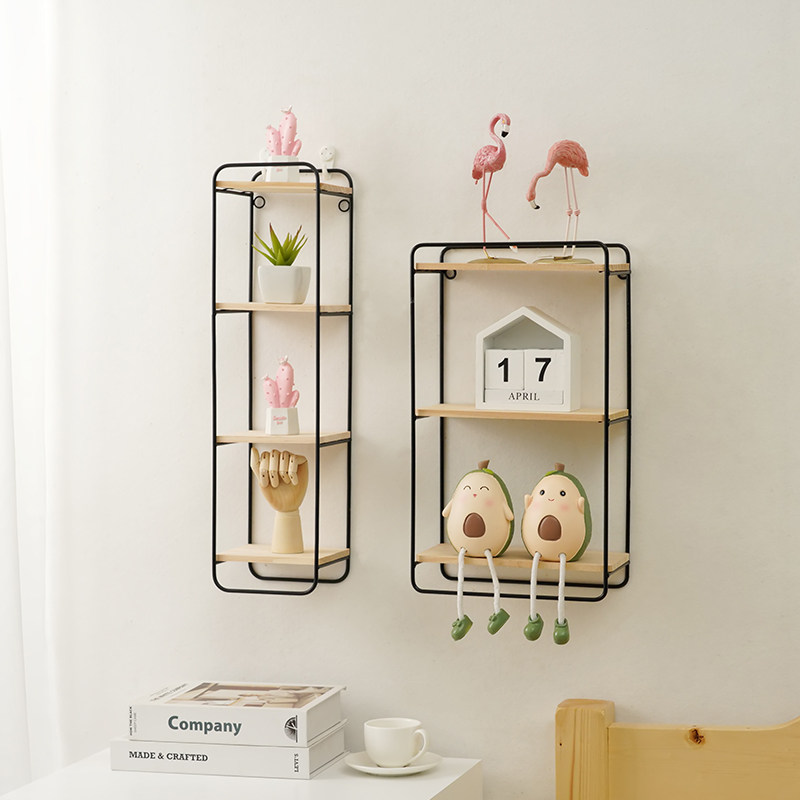 Ins Creative Home Decor Iron Wall-Mounted Shelf Wall Hanging for Cafe, Living Room, Dining Room Wall Decoration
