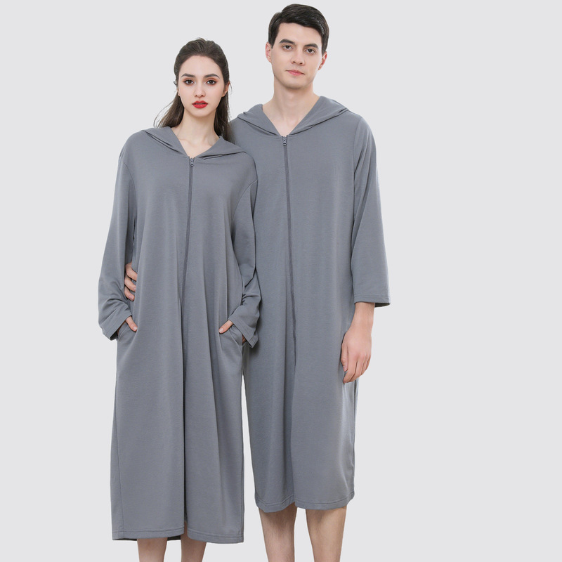 Zipper Nightgown, Thin and Breathable, Air-Conditioned Sleep Robe, Absorbent Bathrobe-Style Bath Towel, Spring Hooded Bathrobe, Men's Naked-Wear Pajamas, Women's Zipper Nightgown, Thin and Breathable, Air-Conditioned Sleep Robe, Absorbent Bathrobe-Style Bath Towel, Spring Hooded Bathrobe, Men's Naked-Wear Pajamas, Women's