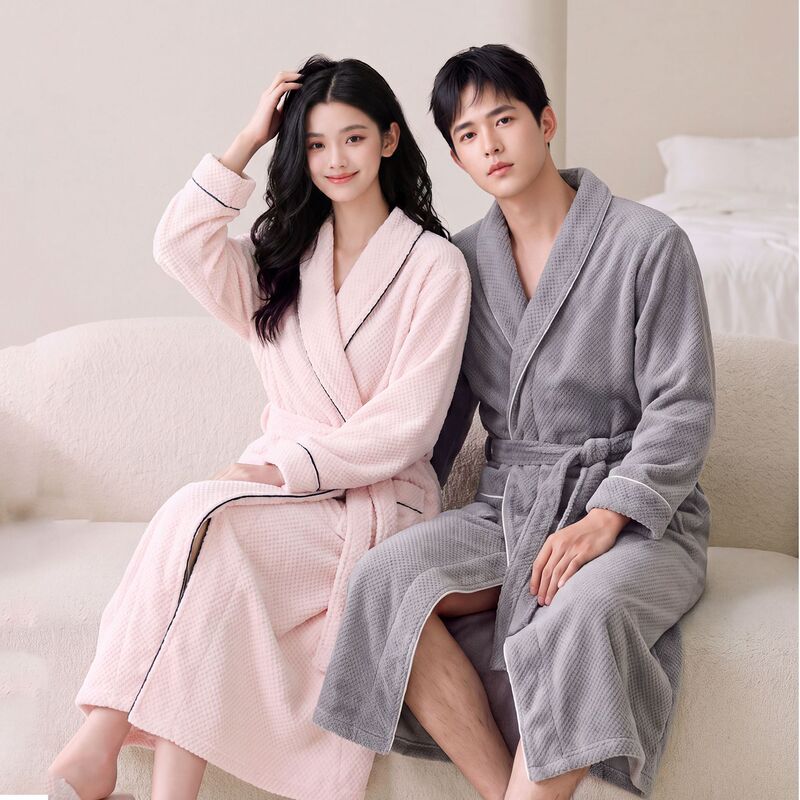 Women's Couple's New Autumn Sleepwear, Baby Velvet Jacquard Composite Velvet, Mandarin Collar, Men's Thick Long-Sleeve Robe, Loungewear Women's Couple's New Autumn Sleepwear, Baby Velvet Jacquard Composite Velvet, Mandarin Collar, Men's Thick Long-Sleeve Robe, Loungewear