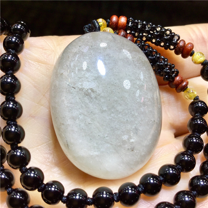 East China Sea Crystal Natural White Phantom Pink Phantom Treasure Bowl Egg-Shaped Pendant East China Sea Crystal Natural White Phantom Pink Phantom Treasure Bowl Egg-Shaped Pendant