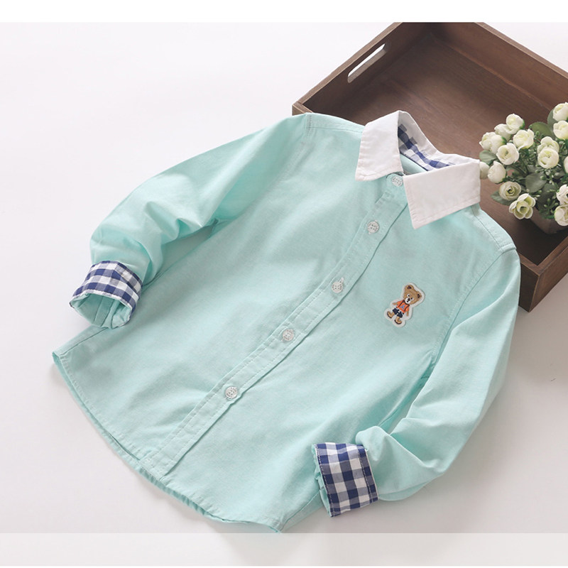 Boy's shirt spring and autumn new handsome children's long-sleeved shirt Oxford spinning middle-aged boy boy baby top children's clothing