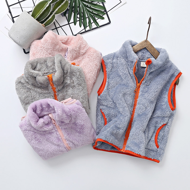 Baby vest autumn and winter new Ocean school coral velvet ultra-soft breathable children's boys wool vest girls waistcoat