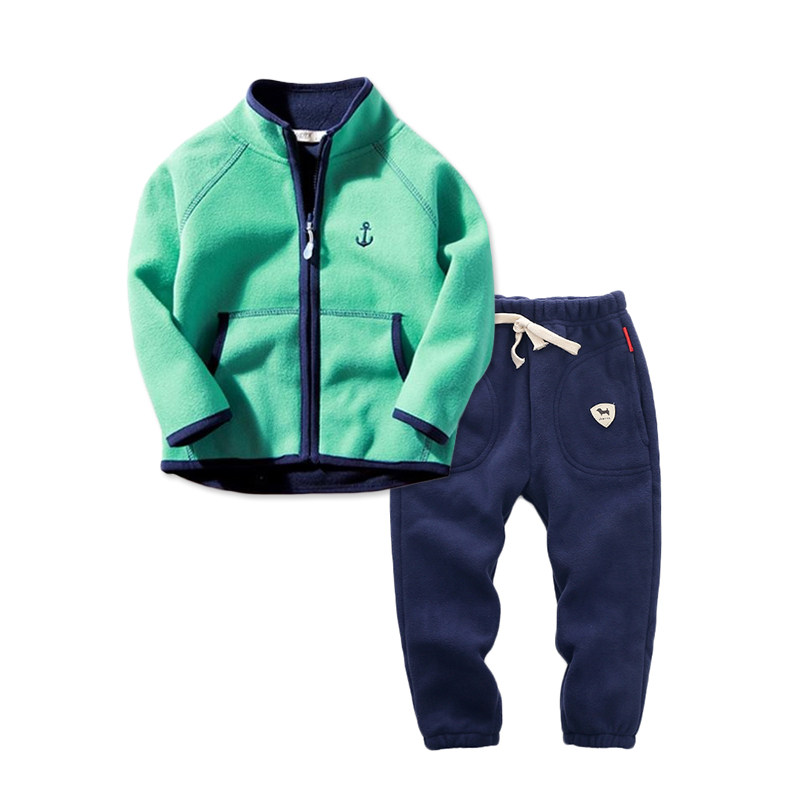 Children Shake Grain Suede Suit Spring Autumn Season New Foreign Men And Women Baby Grip Suede Collar Warm Jacket Sports Pants