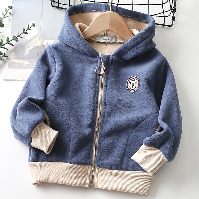 Children's coat men's spring and autumn trendy hooded super soft olivine baby girl pull chain cardigan fashion versatile pieces