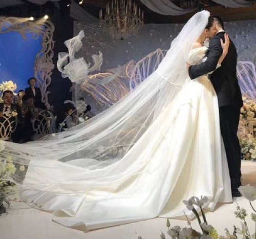 Универсальный сверхдлинный аксессуар для волос для невесты, двухэтажная длинная лента, простой и элегантный дизайн, длина макси