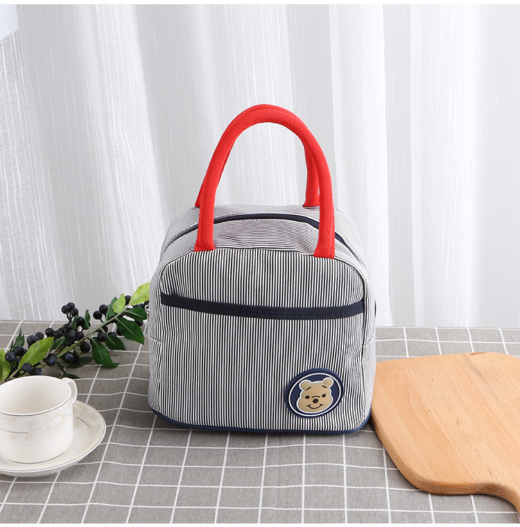 Nhật bản gấu vải túi ăn trưa vải mới dày mommy hộp ăn trưa túi sọc tươi tote bag trumpet