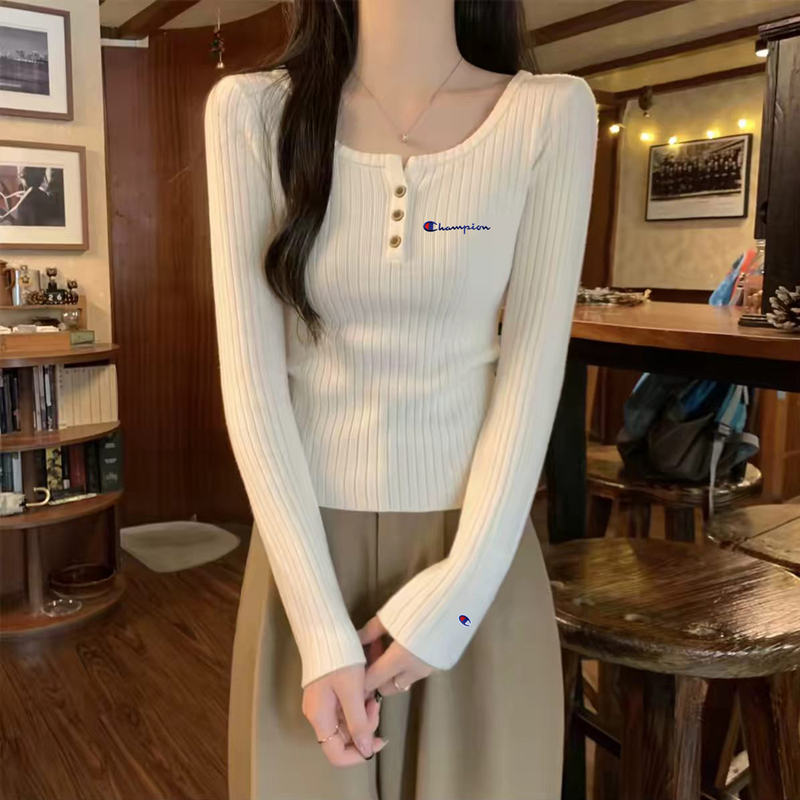 Japanese Style Champion Apricot Square-Neck Knit Sweater Base Shirt for Women, Autumn and Winter New Button-Up Slim Fit Warm Sweater Long-Sleeve Top Japanese Style Champion Apricot Square-Neck Knit Sweater Base Shirt for Women, Autumn and Winter New Button-Up Slim Fit Warm Sweater Long-Sleeve Top