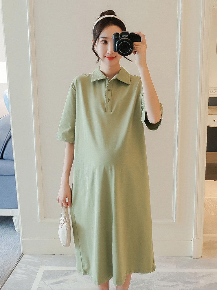 Maternity dress summer dress large size T-shirt skirt mid-length maternity top summer fashion knee-length loose maternity dress