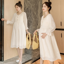 Pregnant women autumn fashion hot mom net red fashion loose foreign style maternity dress 2020 autumn and winter out nursing dress