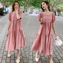 Pregnant women summer fashion trend 2020 summer hot mom fashion age reduction net red loose maternity dress summer skirt