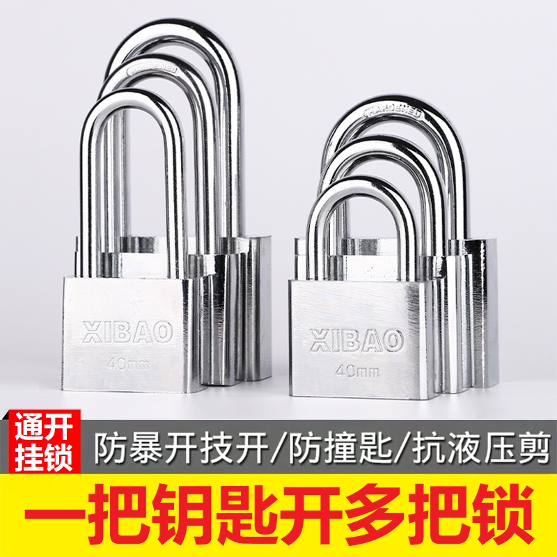 Padlock through unlock universal lock door lock stainless steel lock dormitory cabinet one key open multi small lock head