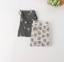 Foreign trade Womens knitted cotton high-waistband pocket trousers closed home pajama pants can be worn outside autumn