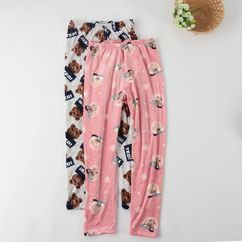 Quần pijama ở nhà cạp cao lông cừu mềm mại của quý cô quần đơn đôi quần nhẹ và ấm vào mùa đông - Quần tây