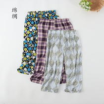 Foreign trade Lady high waist smooth cotton silk artificial cotton thin Capri pants home pajama pants air conditioning clothing can be worn outside summer