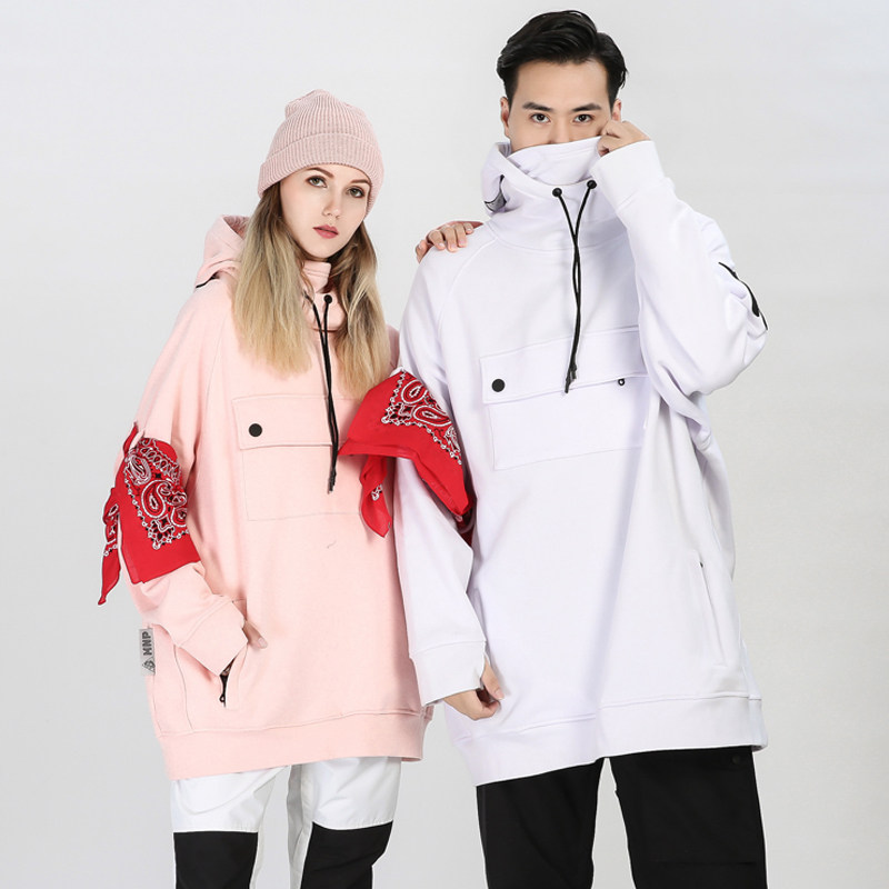 Ski hoodie extended anti-splash couple ski hoodie new trendy brand snowboard doubleboard indoor ski resort
