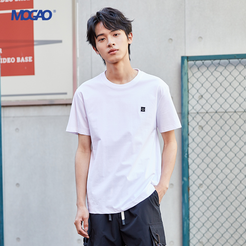 MOGAO 2024夏新作 メンズ スリム 無地 ラウンドネック 半袖 Tシャツ 521612101