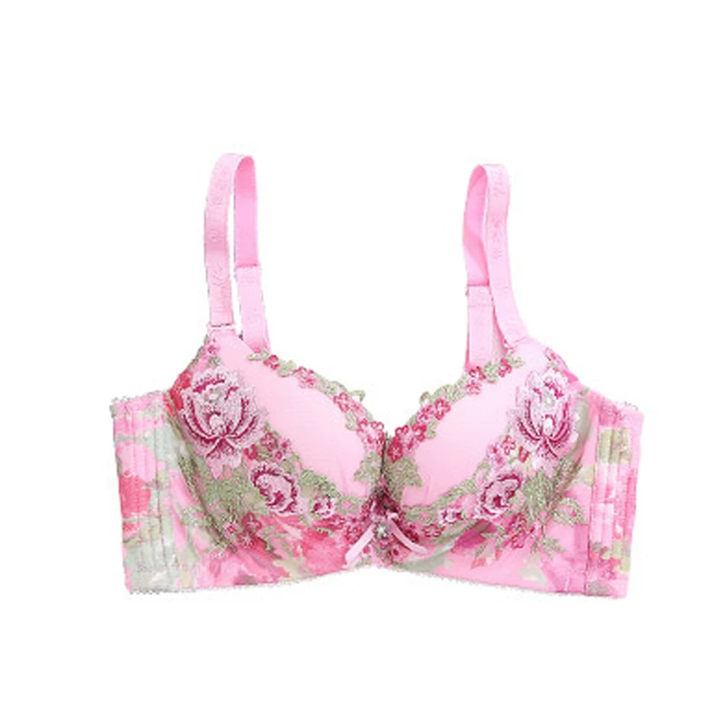 依之妮 Supporting bra, sexy underwear, increased thickness, with embroidery