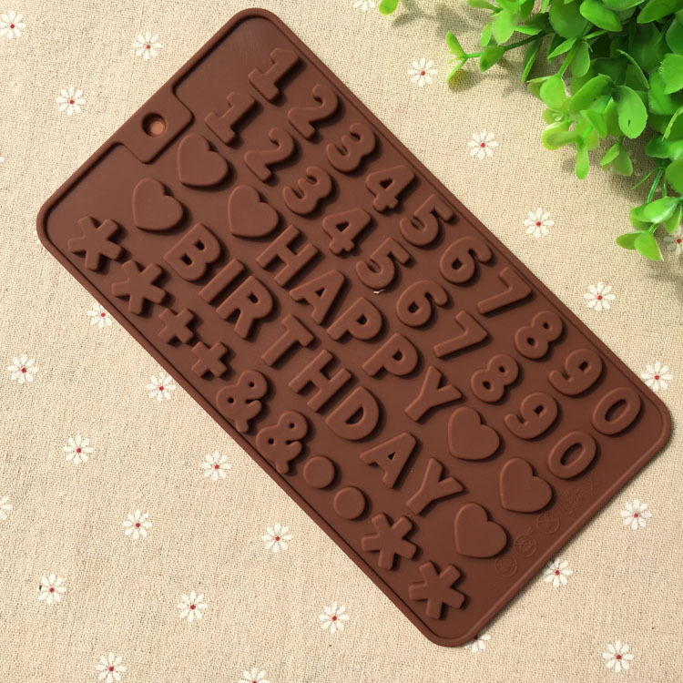 Trang trí sô cô la 48 chữ số lá chúc mừng sinh nhật silicone khuôn fondant dụng cụ làm bánh - Tự làm khuôn nướng khuon banh bao