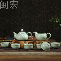 8-head Ru kiln tea set purple sand tea set ice crack kung fu tea set open slice Ru porcelain teapot tea cup set