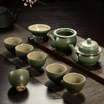 Health porcelain retro rough pottery self-ceramic semi-automatic tea set set retro lazy anti-hot kung fu tea kettle