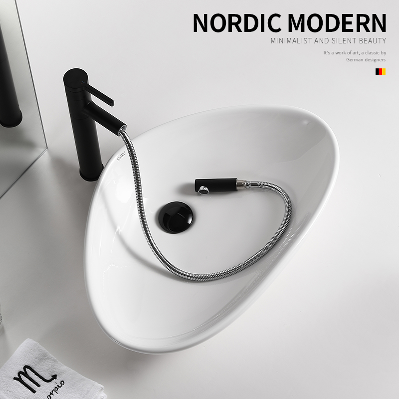 Nordic creative table basin washbasin household special-shaped triangle basin ceramic washbasin art basin washbasin basin