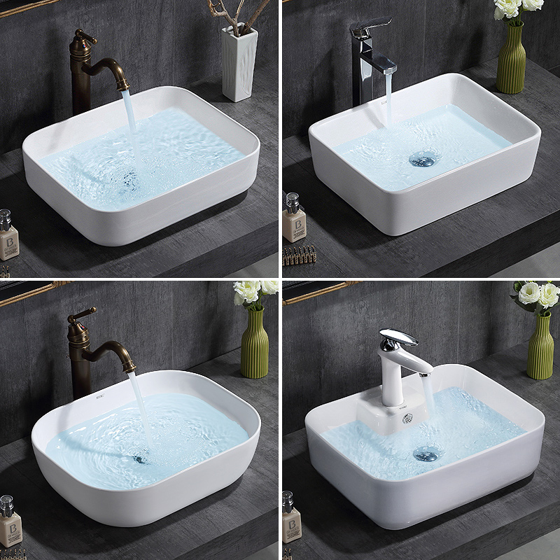 Table basin Rectangular face plate Ceramic basin washbasin Household modern simple powder room art basin washbasin