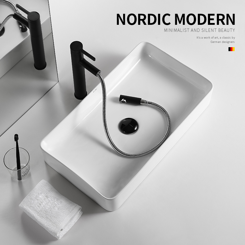 Nordic tablewash basin home rectangular washbasin small wash balcony ceramic art basin washpan pool