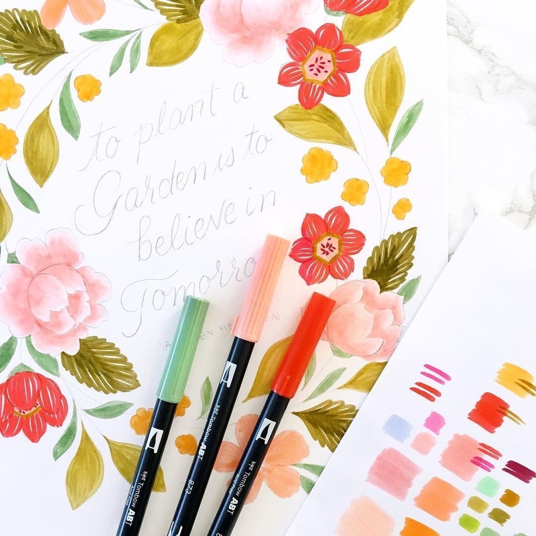 Japanese dragonflies TOMBOW double head Brush Lettering starter water colored pen brush Macpen ABT