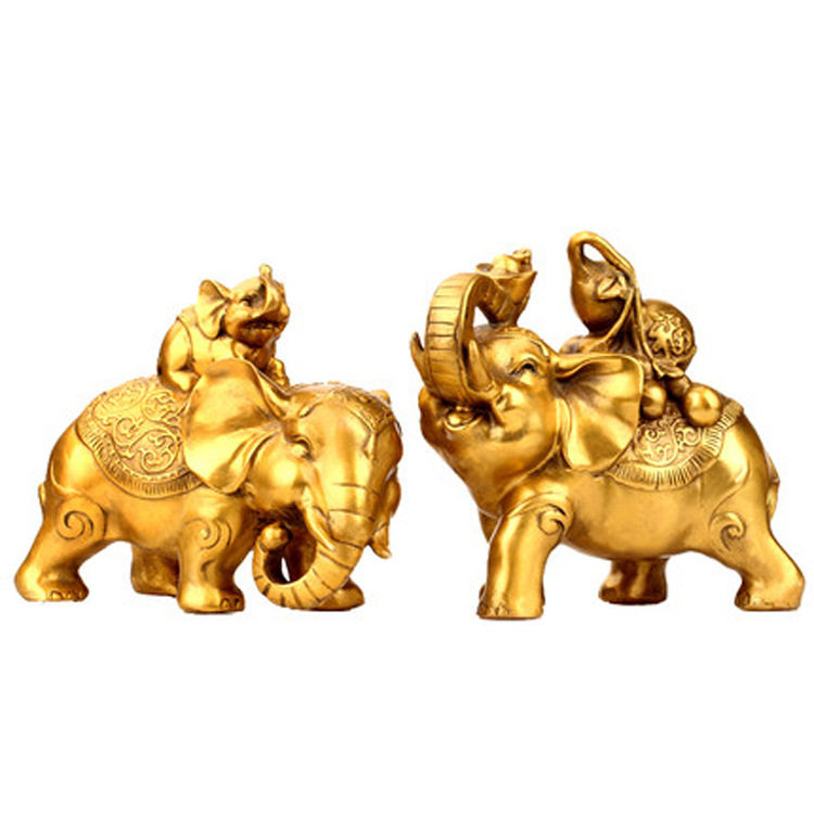 Pure copper Fullous mother and son pair of bronze elephants swaying bronze Absorbent Objects Crafts Gift Whole Joe Living Room Retro