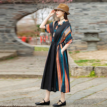 Original design spring and summer splicing one-piece dress Loose Gown Short Sleeve Long Skirt