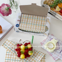 Yoona ins home blogger recommended kitchen yellow and green check insulation placemat cleaning cloth food swing props