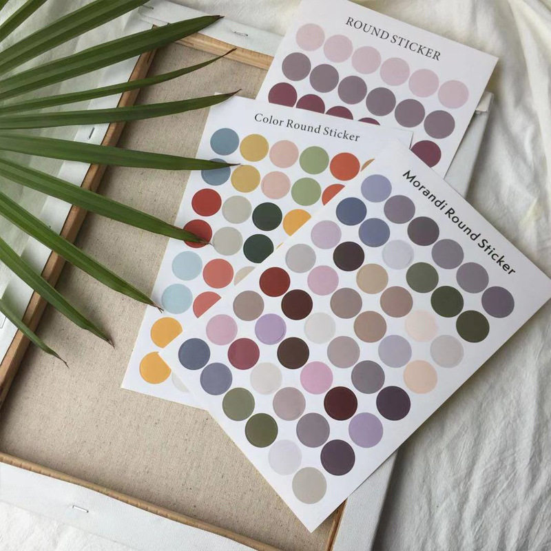 ins wind color round point sticker morandi color earth color closure sticker handbill perimeter card stickers photo post