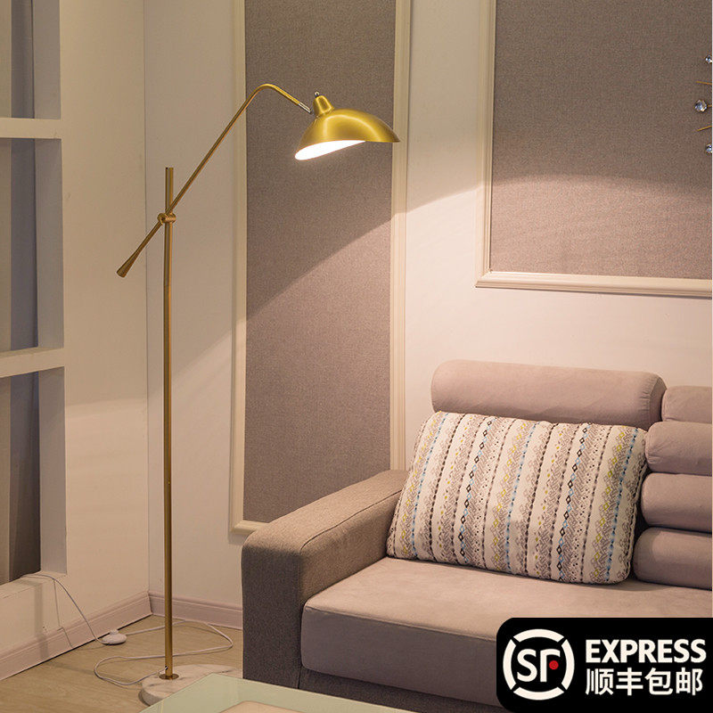 Floor style net red living room upright creative marble Nordic ins wind remote control LED headboard light extravagant floor lamp-Taobao