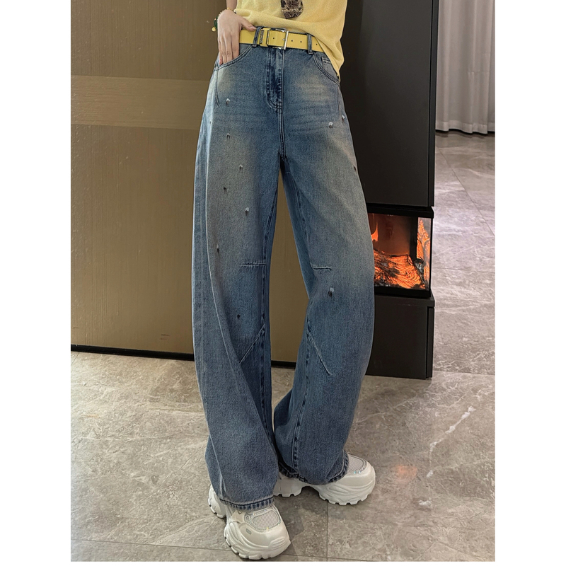 Chenzi's Own Cicy 162+ Company-Made Vintage-Style Jeans, Yellow Belt, Early Summer New Model, 4.26 Denim
