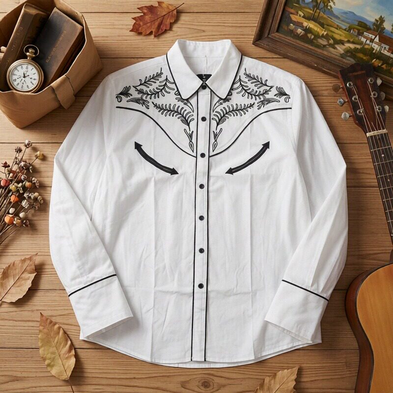 American Retro Amekaji Western Cowboy Biker Front and Back Embroidered Lapel Cotton Long-Sleeve Shirt Y710 American Retro Amekaji Western Cowboy Biker Front and Back Embroidered Lapel Cotton Long-Sleeve Shirt Y710