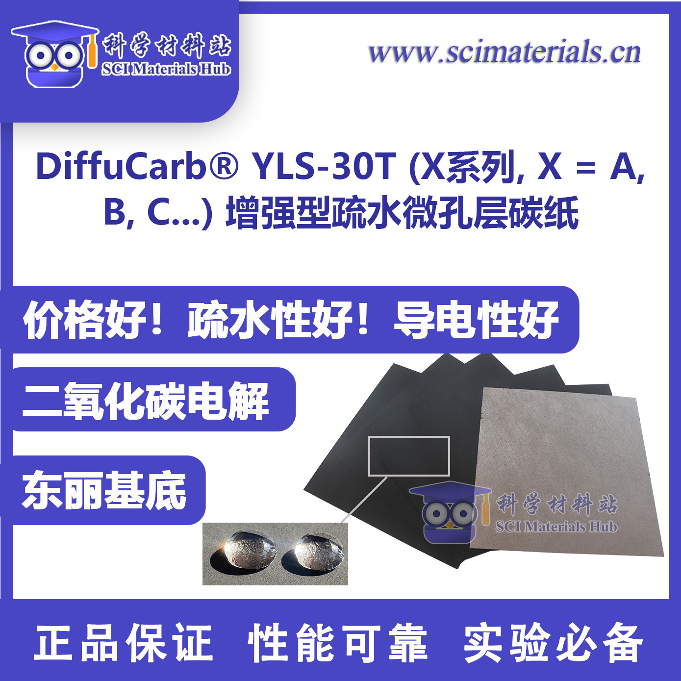 DiffuCarb? TGPH-GDLA 气体扩散层YLS-30T碳纸 CO2电解 燃料电池