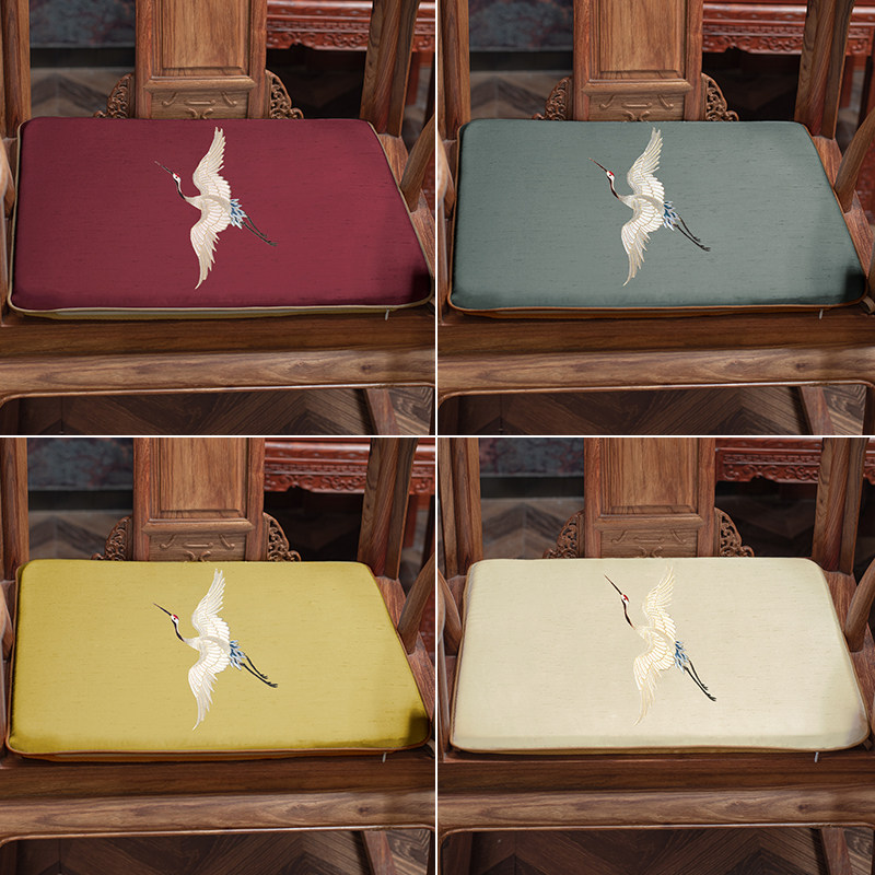 New Chinese-style chair cushion mahogany sofa classical crane embroidery Taishi chair cushion YG38 dining chair non-slip chair ring chair cushion
