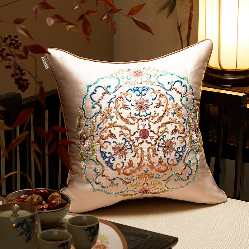 New Chinese style Chinese style pillow classical embroidery flower sofa backrest YG01 mahogany furniture Taishi chair cushion waist pillow