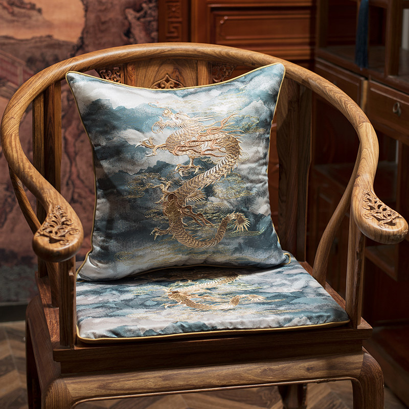 New Chinese style pillow embroidery mahogany sofa cushion pillow cover YG37 living room Chinese style lumbar pillow with core pillow backrest