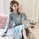 Phiên bản Hàn Quốc của đồ ngủ nữ mùa xuân và mùa thu cotton dài tay ngọt ngào dễ thương váy ngủ mùa thu nữ sinh viên dịch vụ nhà có thể được mặc