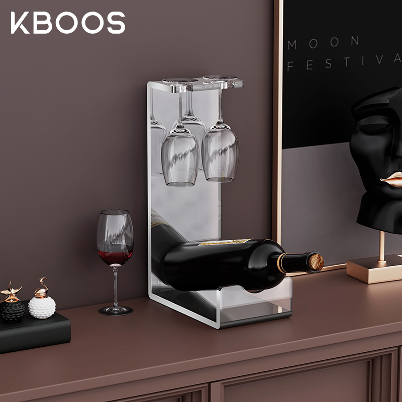 Acrylic red glass shelf wire piece poured wine cabinet light luxury high-end creative household with punch suspension