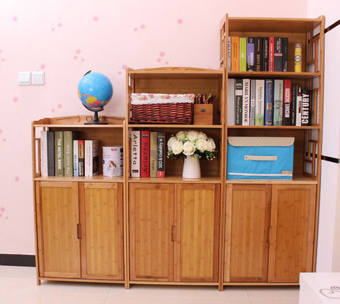 Bamboo tủ sách tủ sách với cửa tủ sách kệ tủ sách với ngăn kéo tủ khóa học linh hoạt vào lò vi sóng giá lò - Buồng tủ nhựa 3 ngăn
