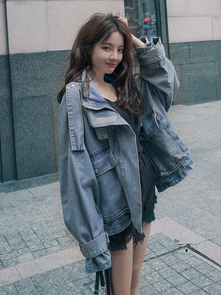 Denim jacket women's spring and autumn 2021 new student Korean bf loose and wild retro Hong Kong flavor short top tide