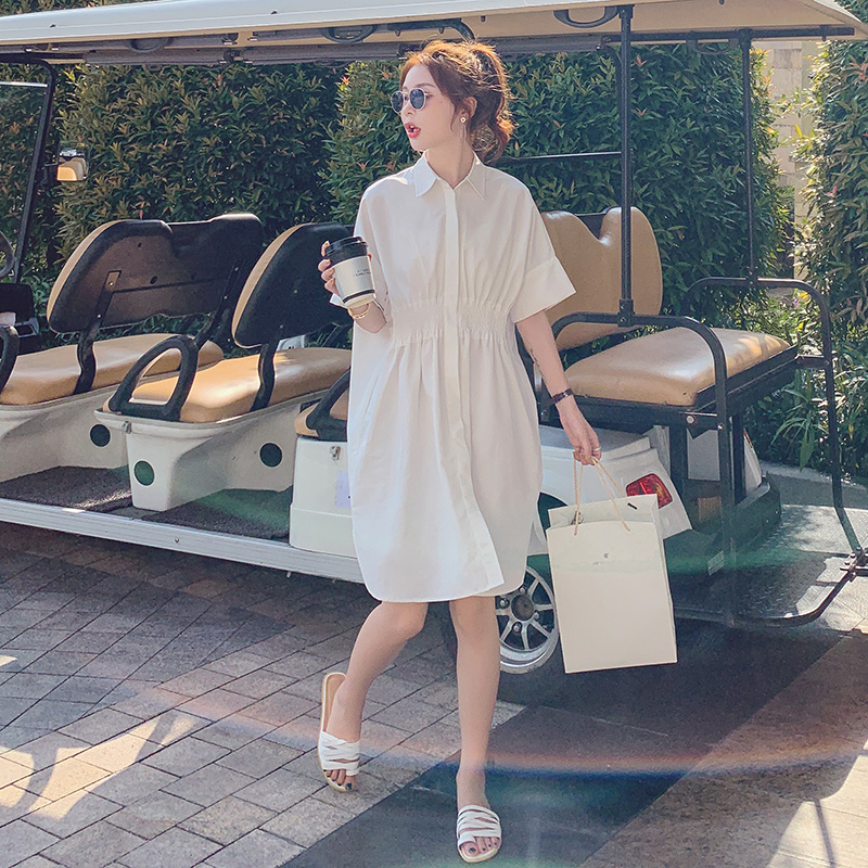 French white shirt dress women's summer 2022 new small high-end Korean gentle first love skirt